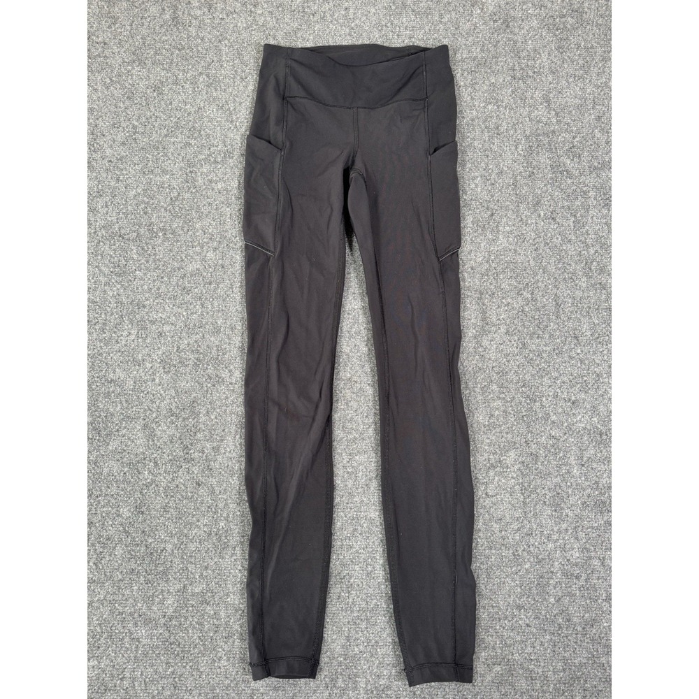 Lululemon Leggings Women 2 Black Speed Up Tight Pockets Yoga Gym 28" EUC